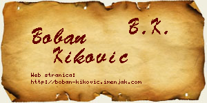 Boban Kiković vizit kartica